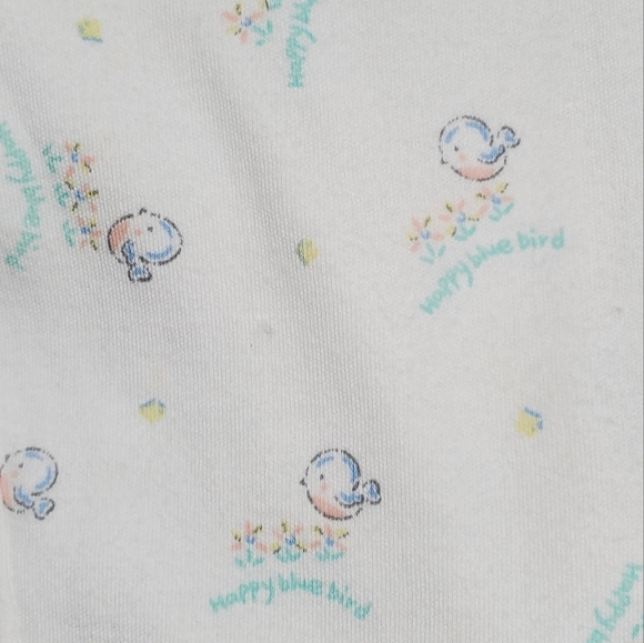 Vintage Jumpsuit Sleeveless Yellow|White Happy Blue Bird Baby 6-9 Months - Picture 4 of 6